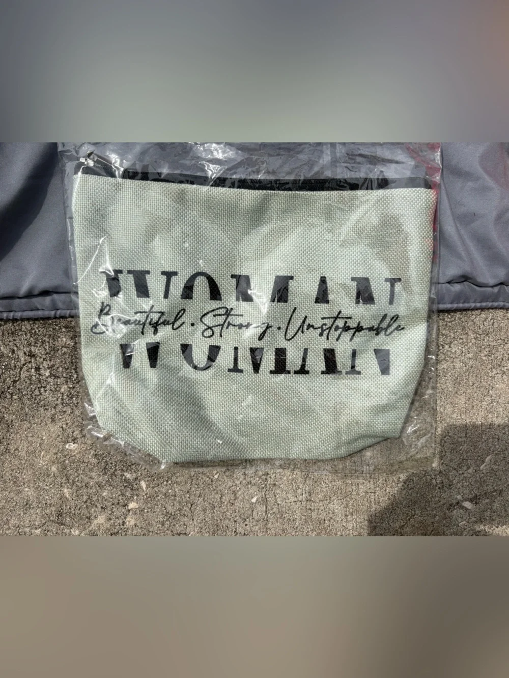 NWT Women Beautiful Strong Unstoppable Sage Green Cosmetic Makeup Bag
